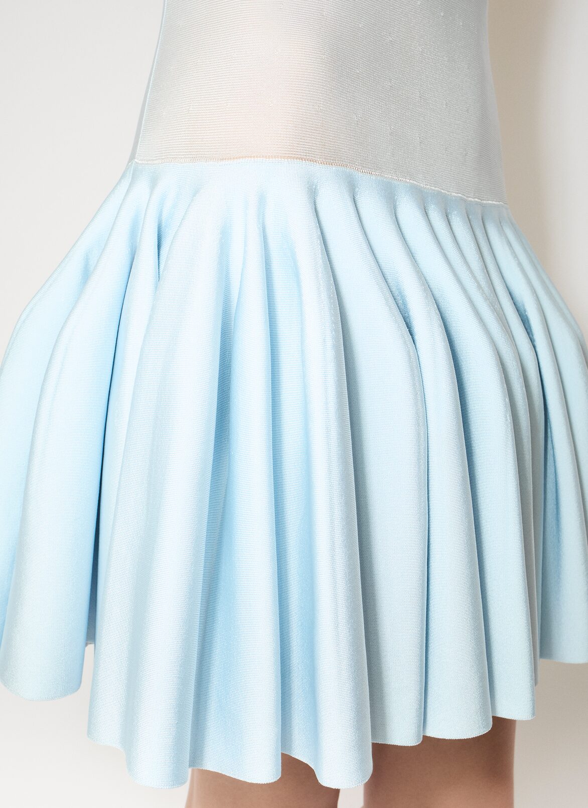 KNIT GODET DRESS ALAÏA BLUE KNIT GODET DRESS